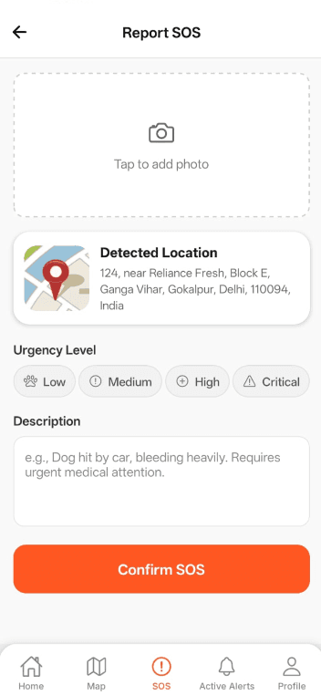 Animalsathi Mobile 1-Tap SOS Incident Reporter